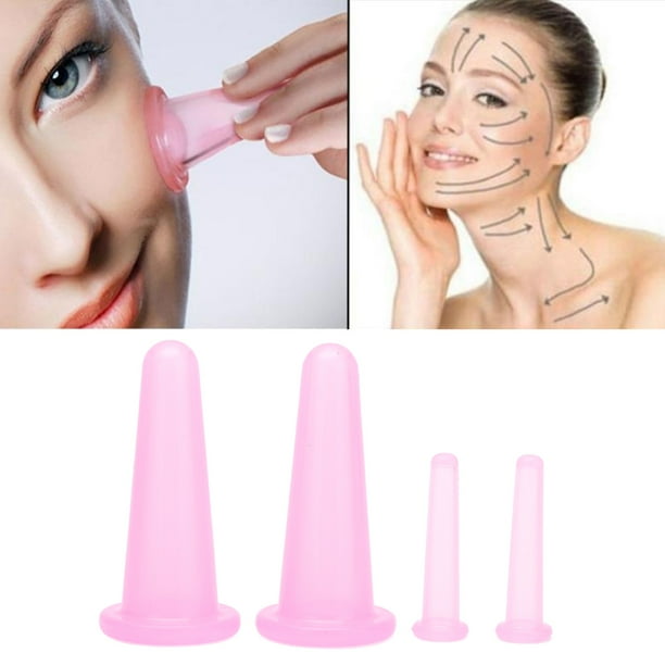JUEGO DE VENTOSAS DE 4 PIZAS JUEGO DE VENTOSAS DE MASAJE TAZAS DE TERAPIA DE MASAJE, TAZAS TAZAS DE TERAPIA DE SILICONA Conveniente PRÁTO COMPACTO LIGERO Suave Flexible
