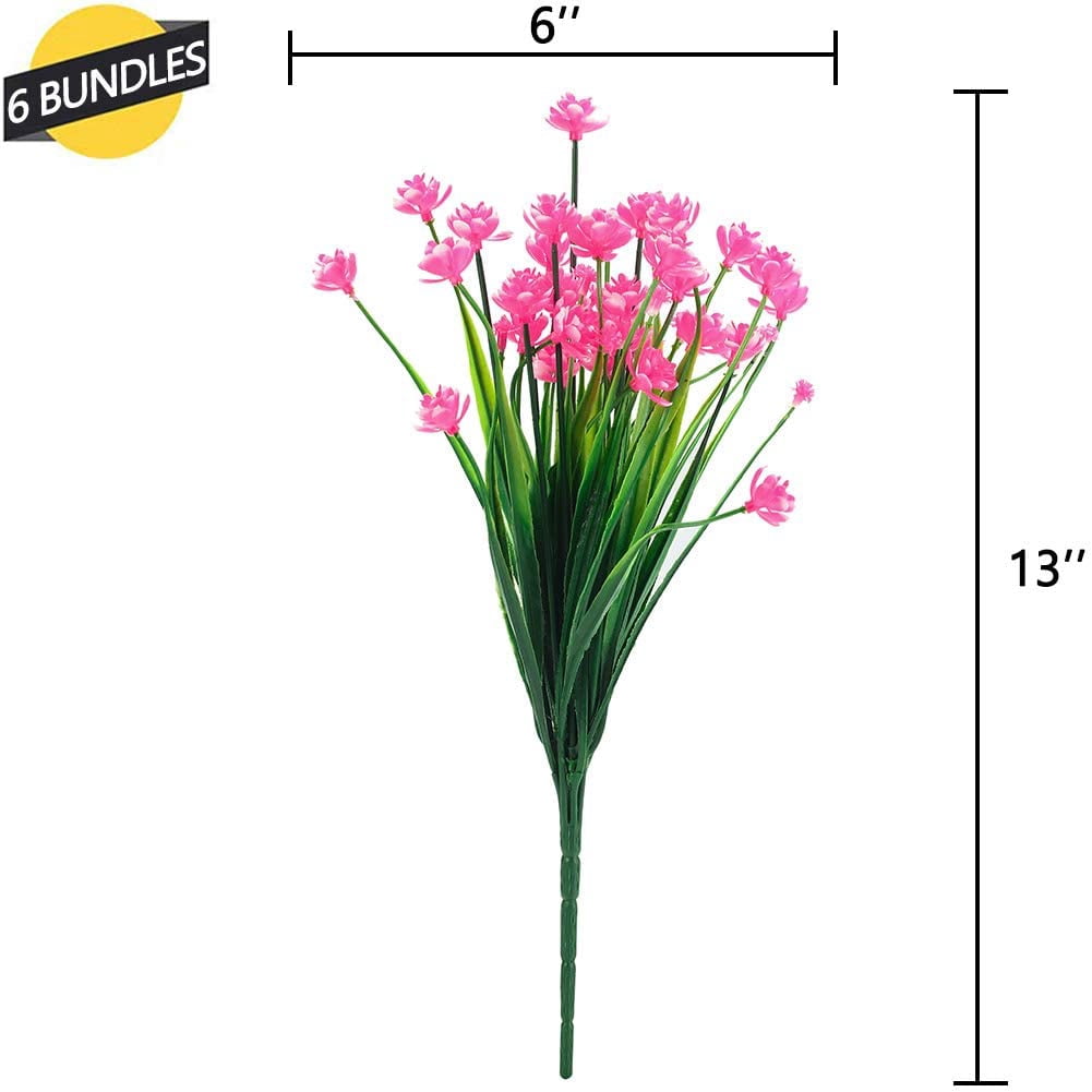 24 Bundles Artificial Flowers Lotus Outdoor Fake Flowers for Decoration UV Resistant No Fade Faux Plastic Plants Garden Porch Window Box Décor (Orchid)