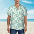 thumbnail image 4 of Balery Daisy Floral A Print Men's Hawaiian Shirts Short Sleeve Beach Shirt Relaxed Fit Vacation Button Down Shirts-3X-Large, 4 of 9