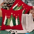 thumbnail image 4 of Christmas Pillow Covers 18X18 Set of 2,Watercolor Christmas Tree Stars Decoration Holiday Farmhouse Winter Pillow Case for Sofa Couch Decor（Red）, 4 of 5