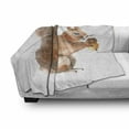 thumbnail image 3 of Squirrel Soft Flannel Fleece Throw Blanket, Watercolor Style of a Woodland Rodent Animal Holding a Hazelnut, Cozy Plush for Indoor and Outdoor Use, 50" x 70", Brown Peach and White, by Ambesonne, 3 of 6