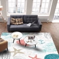 thumbnail image 4 of Area Rugs Indoor Non-Slip Rectangle Rug 5x8 Ft Summer Ocean Blue and Red Coral Starfish Seashells Turtle Rug Rubber Backing Floor Mats Non Shedding Home Decor Carpet for Entryway Living Room, 4 of 8