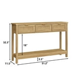 Boho Rattan Console Table - Natural Wood Entryway