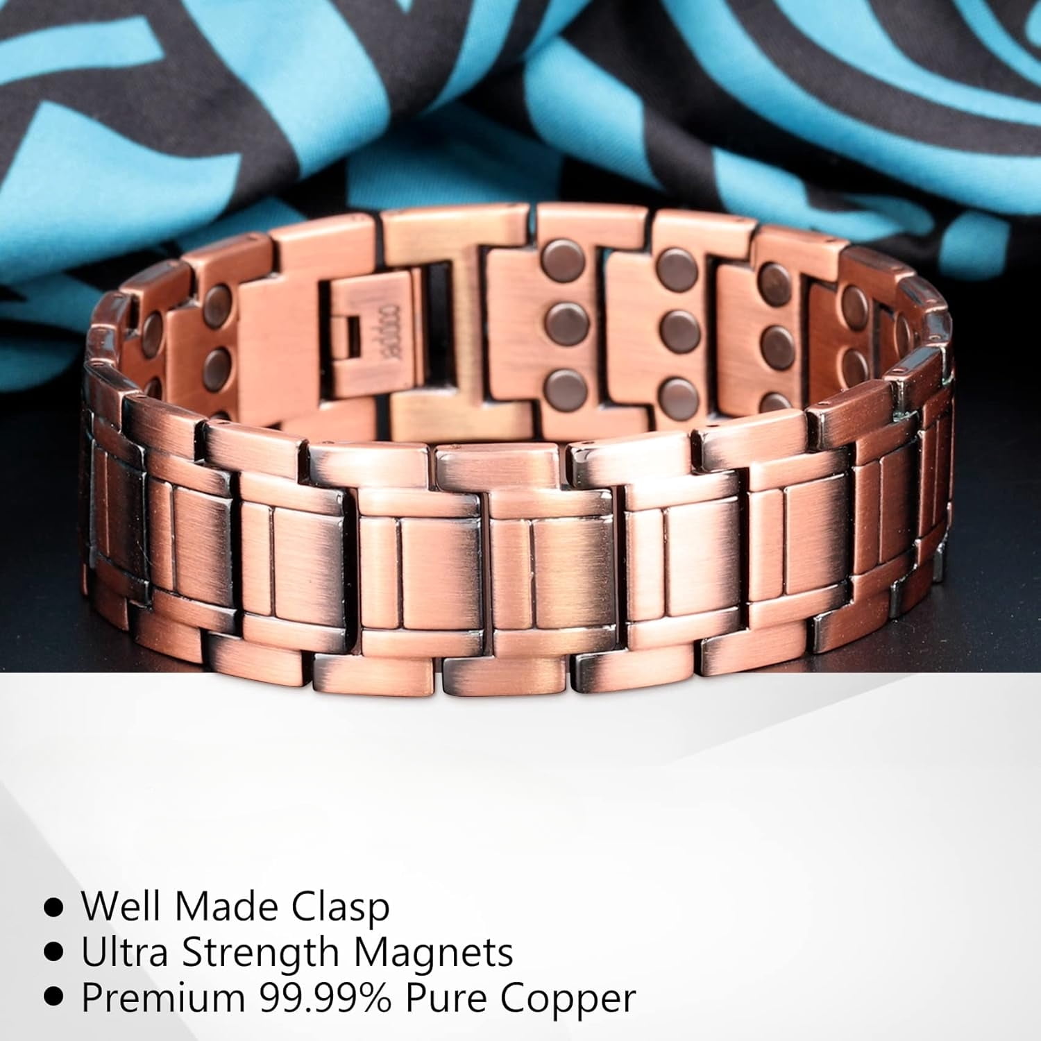 Wollet 3X Magnetic Copper Bracelet for Men,Bracelets, Adjustable Bracelet
