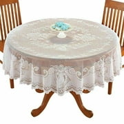 Allume Nappe ronde décorative en dentelle avec motifs floraux élégants pour fêtes d'anniversaire, mariages, tables de salle à manger Blanc