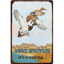 Vintage Tin Sign Duck Hunting is a Calling Metal Wall Panel Retro Art Decoration for Home Club Cabin Garage Store Bar Cafe Farm 12" X 8"