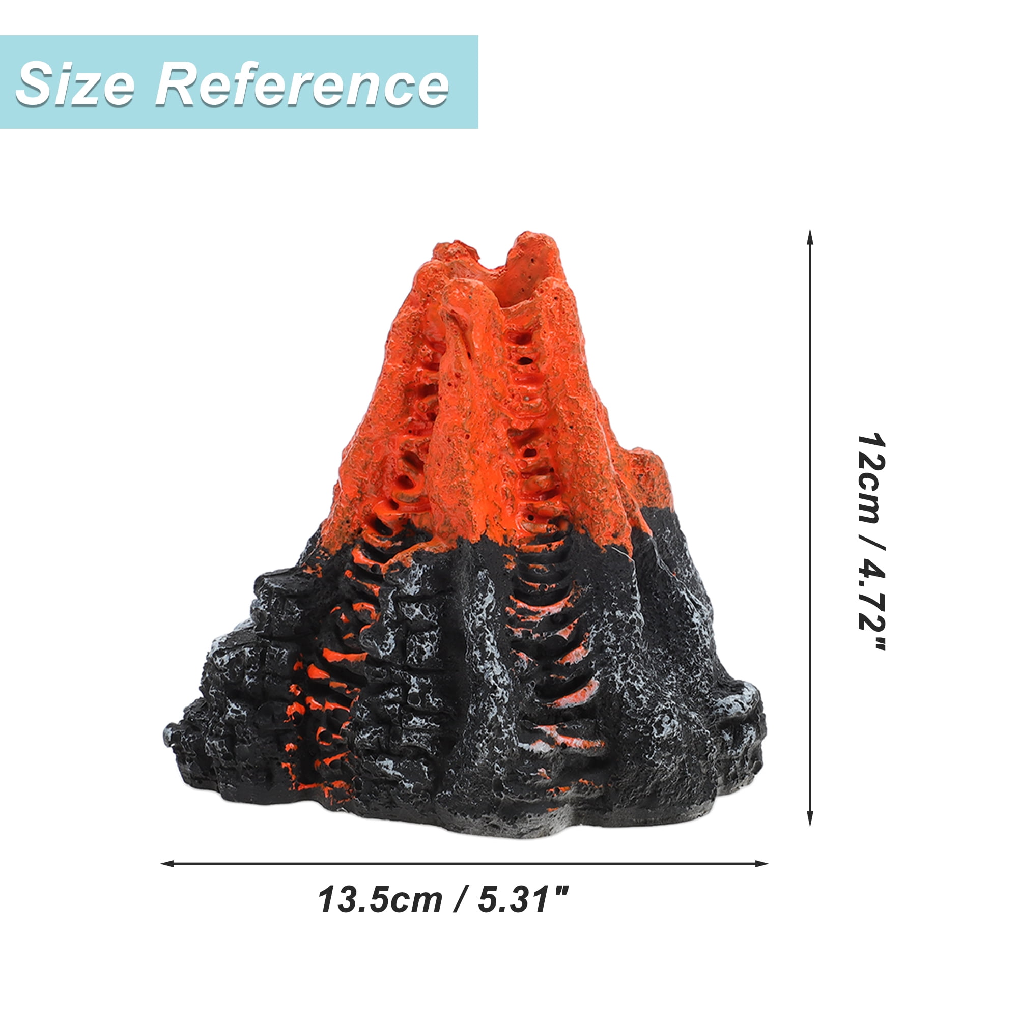 Unique Bargains Aquarium Volcano Ornament Single Vent Resin Volcanic Decor Realistic Mountain with Air Stone Bubblers Volcano Fish Tank Decorations Orange 1 Set