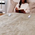 thumbnail image 2 of Sunbeam Electric Heated Blanket Velvet Texture 12 Heat Settings Auto Shut-Off Peyote Full Queen 84" x 90", 2 of 18