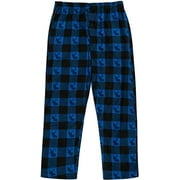 North 15 Boy's Super Soft, Buffalo Plaid with Deer Head, Polar Fleece Lounge Pants-1233B-Navy-14-16
