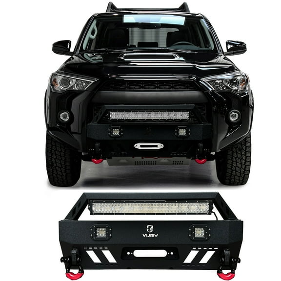 Vijay Front Bumper for 2010-2024 Toyota 4Runner with D-rings and Winch Plate and LED Lights