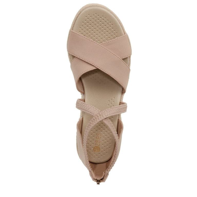 BZees Womens Bali Sand Washable Strappy Wedge Sandal - Medium