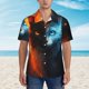 thumbnail image 2 of Fotbe Red And Blue Fire Cat Camisa Hawaiana para Hombre Unisex – Camisa Casual de Verano con Botones de Manga Corta de Algodón y Lino,3X-Large, 2 of 7