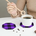 thumbnail image 6 of Balery 6 Pcs Purple Buffalo Plaidleather Coasters Set, Drink Table Cup Coasters For Living Room Kitchen Coffee Decor, 6 of 9