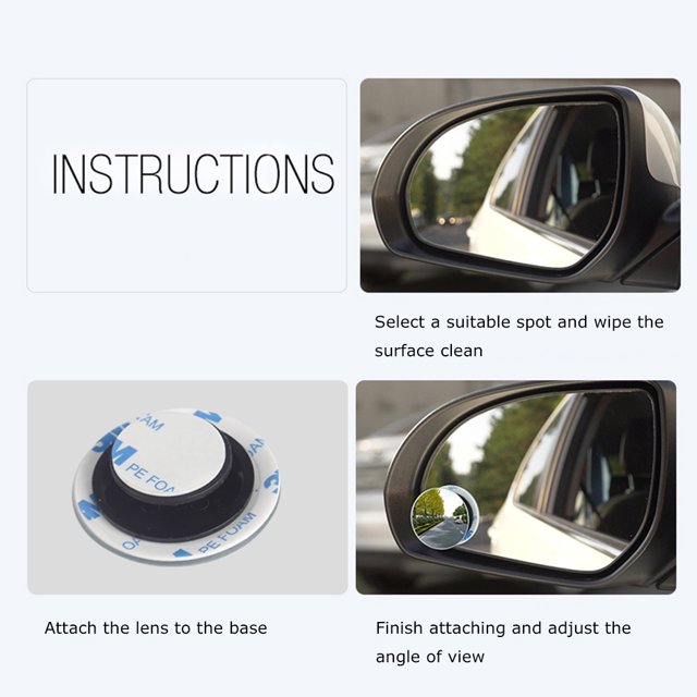 Espejo de punto ciego HD para coche de 360 grados, marco redondo ajustable, seguridad inversa para coche Tmvgtek Accesorios para autos y motos