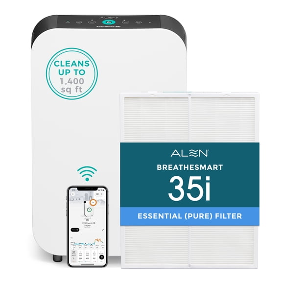 Alen BreatheSmart 35i with Pure Filter delivers powerful air purification for small to medium spaces, combining advanced features with a compact, affordable design.