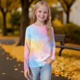 thumbnail image 5 of XADYUY Long Sleeve Shirts for Girls 10-12 Trendy Tie Dye Crewneck T Shirts for Girls Winter Basic Girls Tops Cotton Blouses for Girls 9-10 Years,Multicolor, 5 of 6