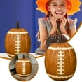 thumbnail image 2 of 7.87inch Football Pumpkin Resin Desktop Ornament – Halloween Themed Home Decoration for Living Rooms, Parties & Desks(1PC), 2 of 8