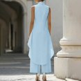 thumbnail image 7 of Floleo Women's Sleeveless Mock Neck Layered Tunic Top and Wide Leg Pants Set Elegant Flowy Asymmetrical Hem Solid Color Casual Outfit, 7 of 7