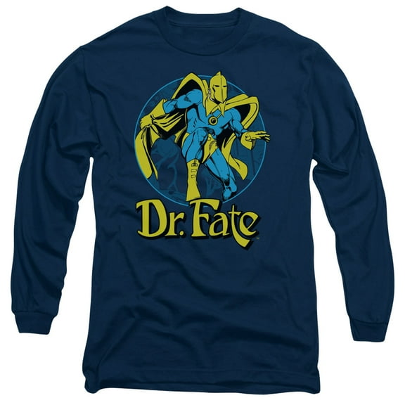 DC Comics Dr Fate Ankh Long Sleeve Adult 18/1 T-Shirt Navy