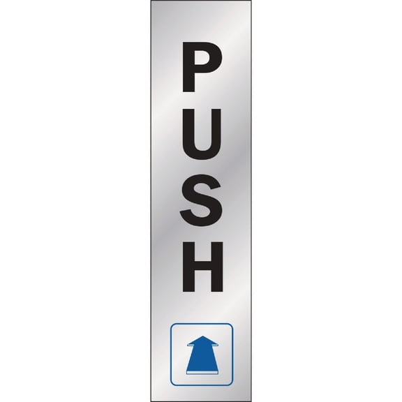 Hy-Ko Push Sign - Mylar, Multicolor - 2 in x 8 in
