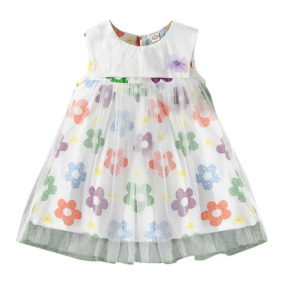 QTOCIO Toddler Girls Dresses, Baby Girl Summer Clothes, 3-12 Years Girls' Cute Floral Sleeveless Round Neck Princess Dress with Small Bag, Multicolor, 5 Years