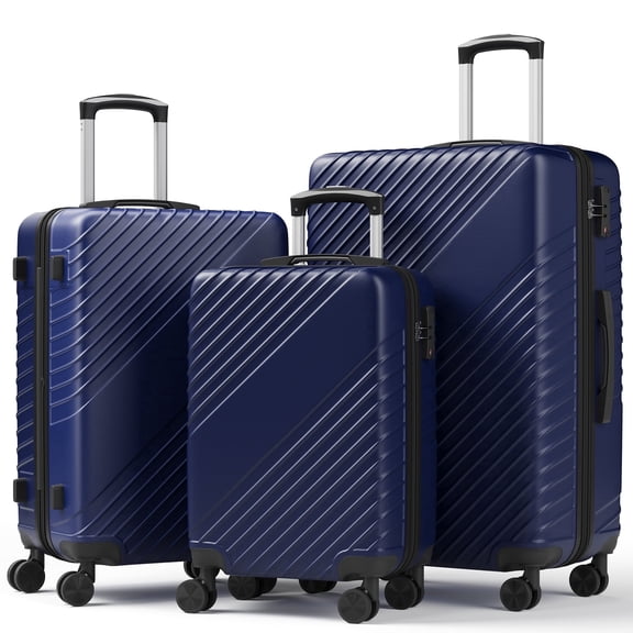 HAIMULI Luggage Sets 3 Piece, Hardside Travel Suitcase with Spinner Wheels 20/24/28" , Carry on Luggage with TSA Lock (Blue)