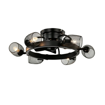 Izzovium 25.8'' Industrial Ceiling Fan with 5 ABS Blades and Remote, Matte Black, for Home and Office Use