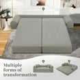 thumbnail image 3 of VFD 3-Seat Convertible Sleeper Sofa Bed with 2 Pillows, Teddy Sofa Corduroy Folding Mattress Couch, No Assembly Required Floor Sofa Lounge Boneless Couch for Living Room Bedroom, Light Gray, 3 of 9
