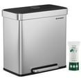 thumbnail image 1 of SONGMICS Kitchen Trash Can, 16 Gallons (2 x 8 Gallons) Dual Compartment Garbage Can, 60L Pedal Recycling Bin, Stay-Open Lid and Soft Closure, Stainless Steel, 15 Bags Included, Silver ULTB202E01, 1 of 2