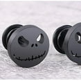 thumbnail image 4 of Stainless Steel Gothic Skull Cut Face Coktail Party Halloween Biker Stud Earrings, 4 of 4
