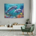 thumbnail image 2 of ONETECH  Dolphin Tapestry Blue Ocean Coral Reef Tapestry Wall Hanging Underwater World Dolphin Tapestry for Living Room Bedroom Kids Room Dorm Wall Hanging Blanket Home Decoration, 2 of 7