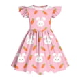 thumbnail image 3 of Mitankcoo Girls Easter Dresses Cute Print Flutter Sleeve Crew Neck A-Line Dress for Daily Fashion Wear 3-14Y, 3 of 7