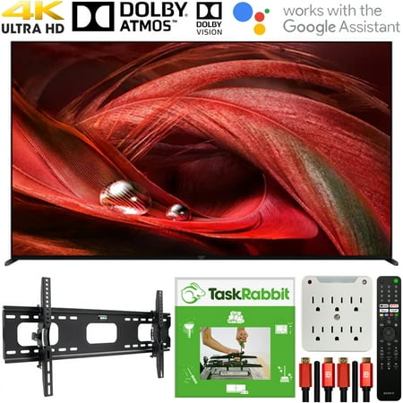 Sony XR75X95J 75 inch X95J 4K Ultra HD Full Array LED Smart TV 2021 Bundle with TaskRabbit Installation Services + Deco Gear Wall Mount + HDMI Cables + Surge Adapter