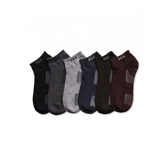 Men's Multi Color Lightweight Stretch Low Cut Athletic Ankle Socks - 6 Packs