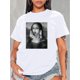 thumbnail image 1 of Camiseta de verano para mujer Manga Corta Vibrant Art Print Crew Neck Short Sleeve Casual T-Shirt - Soft Medium Stretch Polyester Fabric, Machine Washable, Random Portrait Pattern, Spring/Summer/Fal, 1 of 8