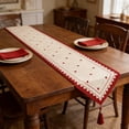 thumbnail image 5 of Hxlamzoo Red Tassel Table Runner Polyester Openwork Bohemian Design Decorative Cover for Coffee Table TV Cabinet Countertop Dining Living Room Decor, 5 of 6