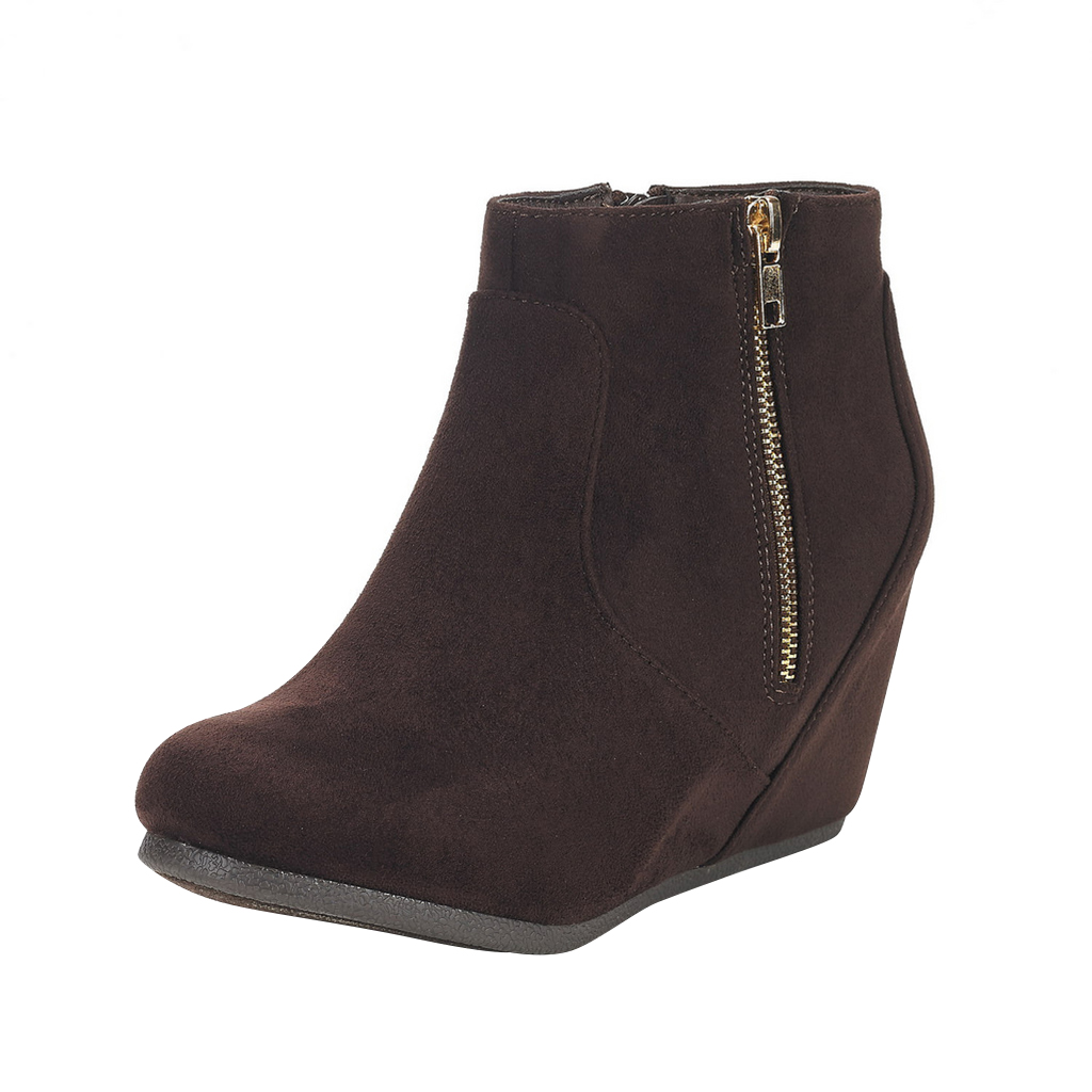 Side Zipper Suede Ankle Boots Shoes 