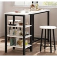 thumbnail image 2 of Counter Height Bar Table Set with Storage Shelves, 3-Piece Compact Space Saving Dining Set for Small Apartment, Kitchen Nook, or Office, 2 of 7