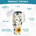 thumbnail image 2 of Yayeee 40oz Stainless Steel Tumbler with Straw and Handle Double-Wall Insulated Travel Water Bottle, Sunflower Pattern, 2 of 8