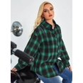 thumbnail image 5 of Zeagoo Womens Plus Size Flannel Plaid Shirt Roll Up Long Sleeve Mid-Long Button Down Shirts Casual Boyfriend Tops, 5 of 6