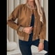 thumbnail image 5 of Chaqueta Universitaria con Botones para Mujer, Estilo Informal, Corta, con Bolsillos, para Otoño. Café Marrón M, 5 of 10