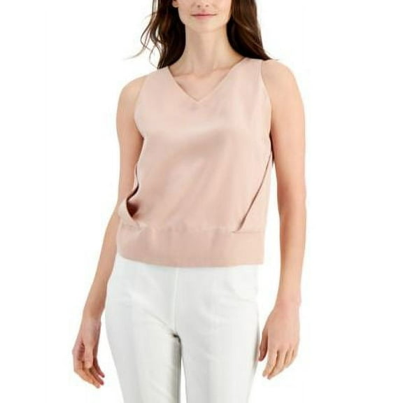MSRP $70 Alfani V-Neck Sleeveless Top Beige Size XL