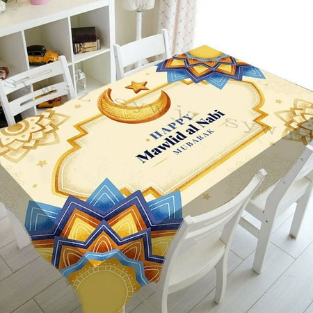 

Happy Traditional Jewish Passover Rectangle Tablecloth Washable Dron Tablecloth for Table Party Banquet Kitchen Dining