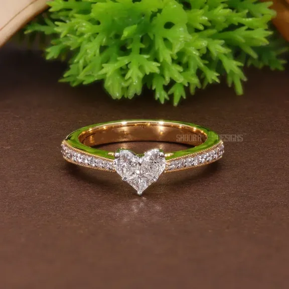 HEART RING, 0.40 CT LAB-GROWN DIAMOND, 14K SOLID GOLD BY SHOORA DESIGNS