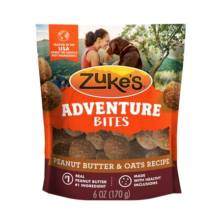 Zuke’s Adventure Bites Treats for Dogs, Peanut Butter and Oats Recipe Soft Dog Treats, 6 oz Pouch