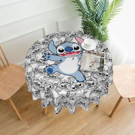 

Anime Cute Lilo and Stitch Angel Round Table Cloths 60 in Tablecloth Waterproof Wrinkle Free Polyester Table Cover for Kitchen Restaurant Party Picnic Dinner Banquet Patio Cartoon (7)