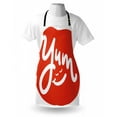 thumbnail image 4 of Yum Apron, Hand Written Calligraphy with a Smiling Joy Food Delicious Bon Appetite, Unisex Kitchen Bib with Adjustable Neck for Cooking Gardening, Adult Size, Vermilion and White, by Ambesonne, 4 of 4
