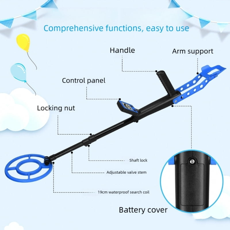 Kids Adjustable Metal Detector 1.2lbs With Parallel Ground Scanning Detects Jewelry Coin Key Up To 10cm Depth ABS Construction