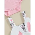 thumbnail image 6 of Bagilaanoe 2Pcs Toddler Easter Outfits Baby Girls Overalls Dress Set Ruffle Long Sleeve Romper Tops + Suspender Skirt + Headband 3M 6M 9M 12M 18M Infant Casual Clothes, 6 of 9