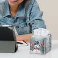 thumbnail image 4 of Yuyamidu Christmas PU Leather Tissue Box Cover Snowman Square Tissue Box Holder for Napkin Facial Paper Easy to Install Toilet Paper Holder with Bottom Belt Christmas Decor Gift for Holiday, 4 of 8